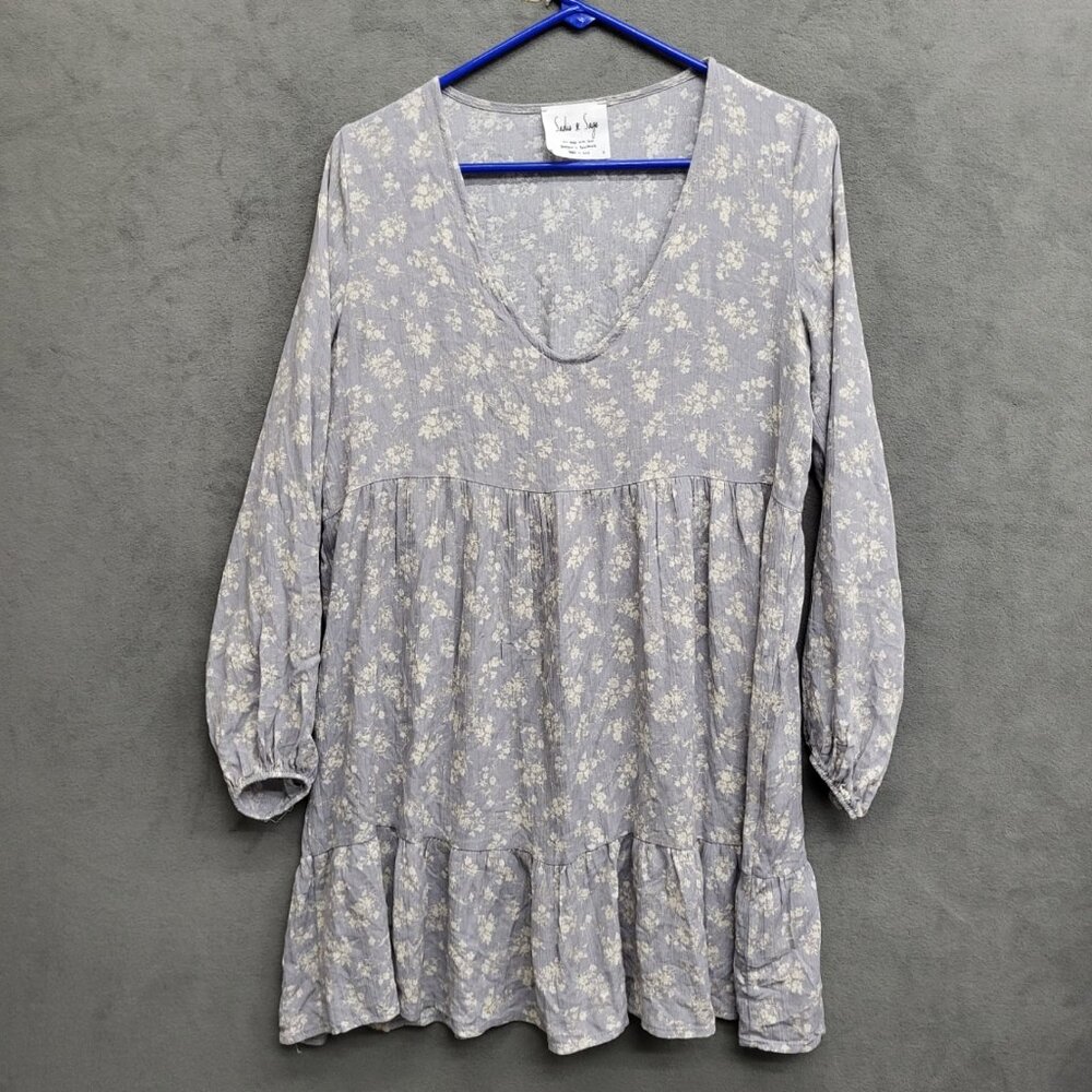 Sadie and Sage Floral Tiered Midi‎ Dress Long Sleeve Spring Boho Size Small USA
